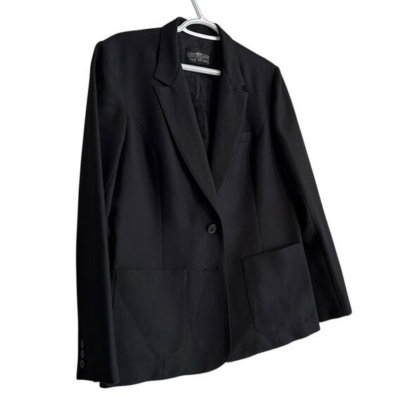Vintage Levis Black Blazer Women Sz Medium 80s Single Breasted Dacron Polyester - Picture 3 of 16